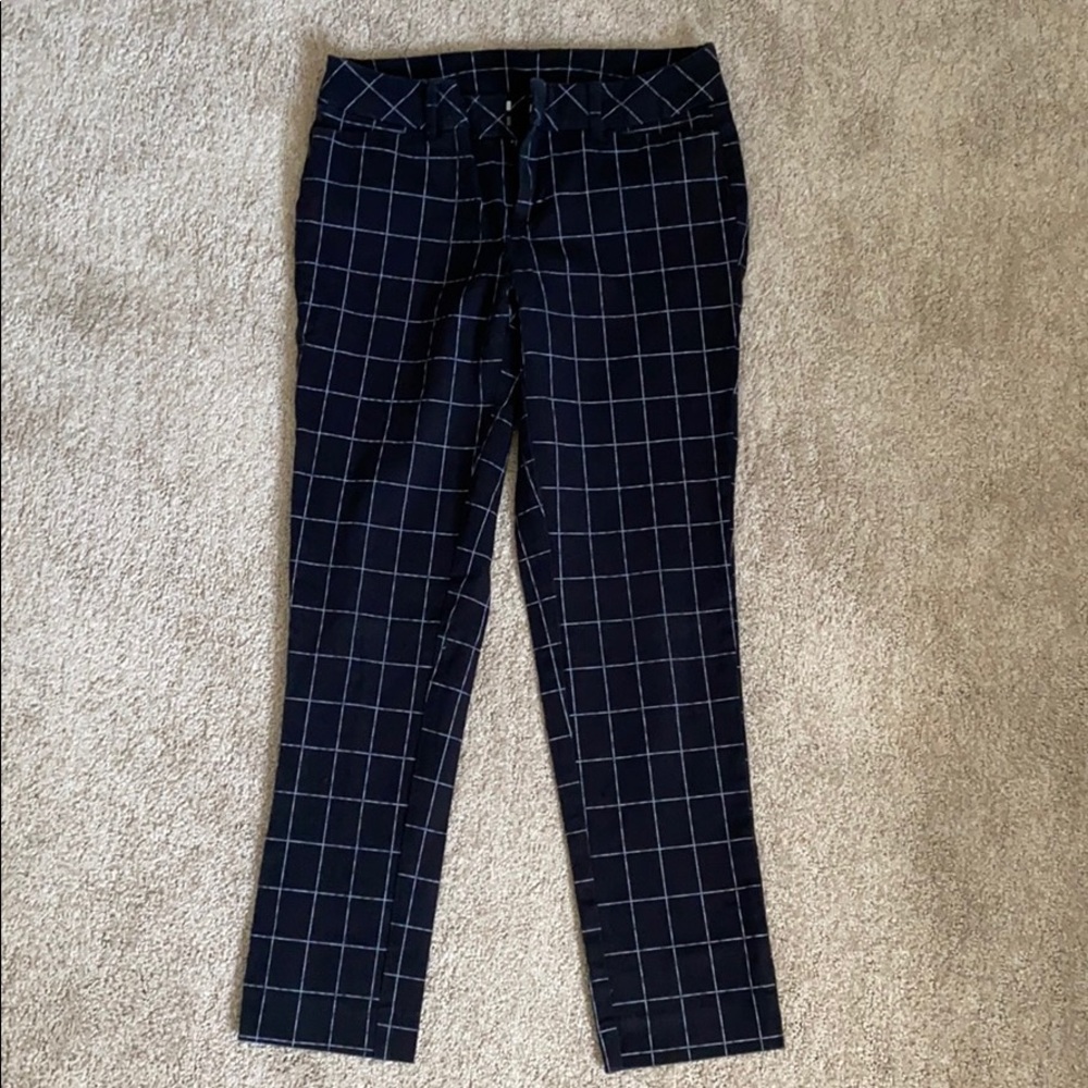 Black and white plaid slacks